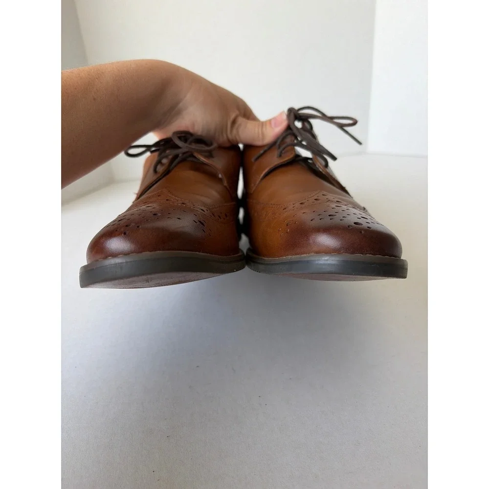 Florsheim Mens 11839 Cognac Tan Leather Wingtip Oxford Dress Shoes 10.5 D